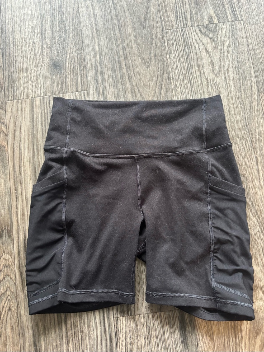 Fabletics Black High-Waist Bike Shorts with Side Pockets